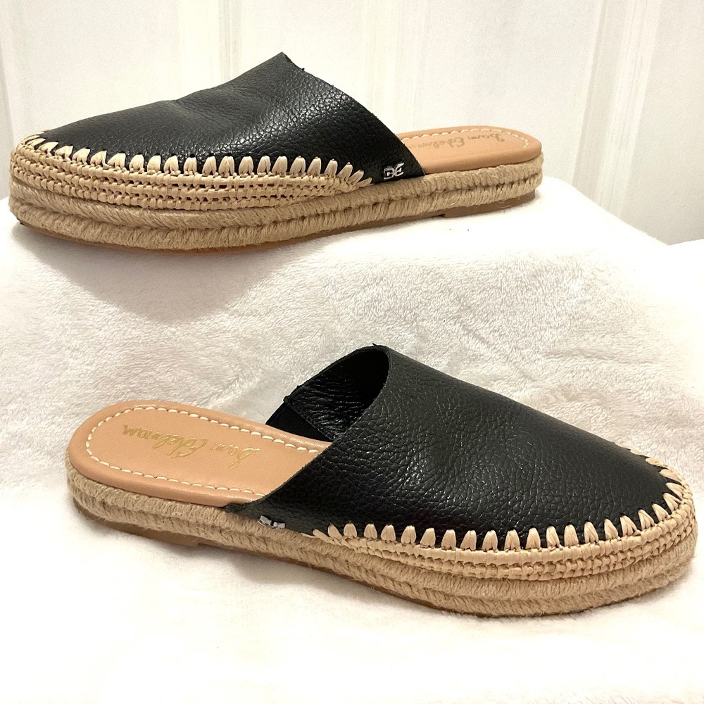 Sam Edelman Black Austin Espadrille Closed Toe Sandal Tumbled Leather 7.5M